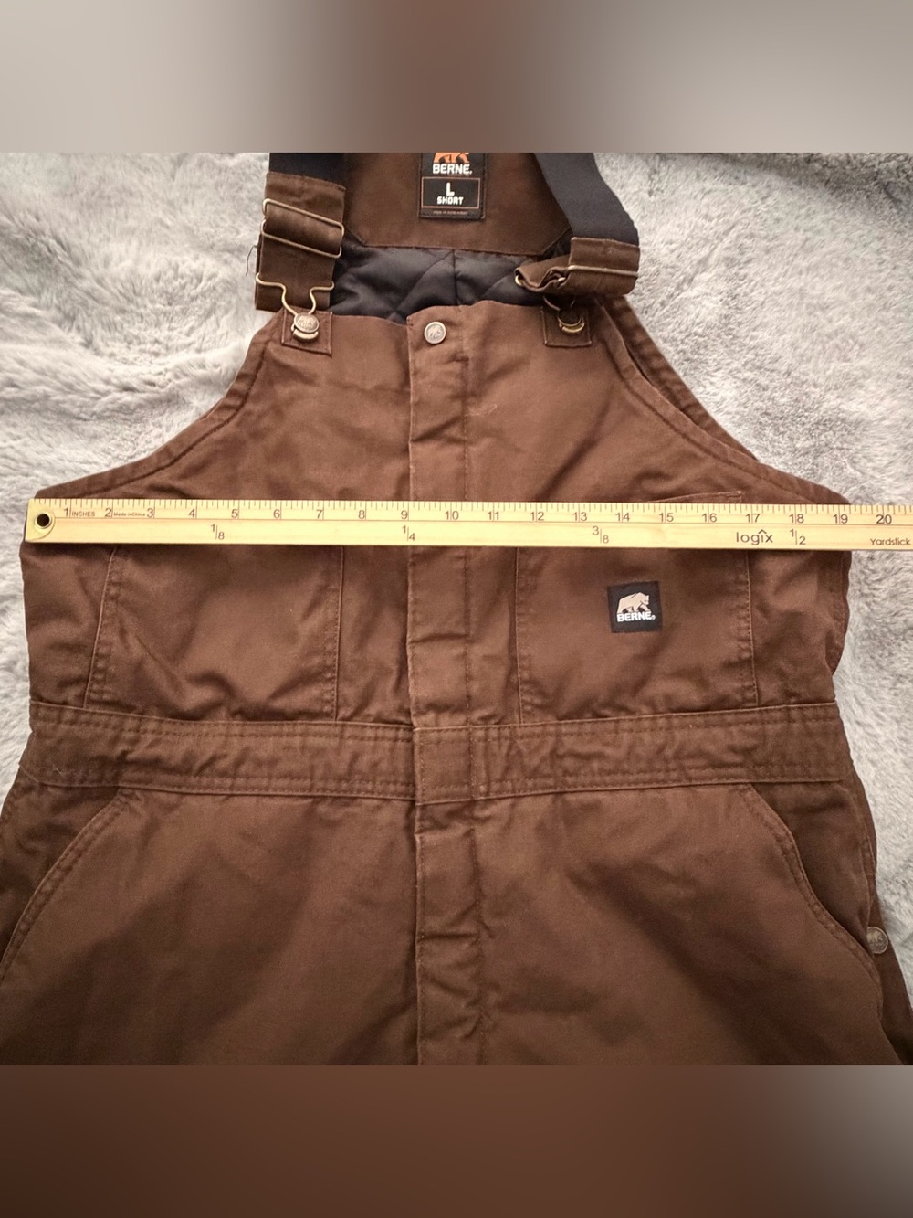 Berne Deluxe Insulated Duck Bib Overalls in Bark Brown - Men's Size Large Short - Picture 13 of 16